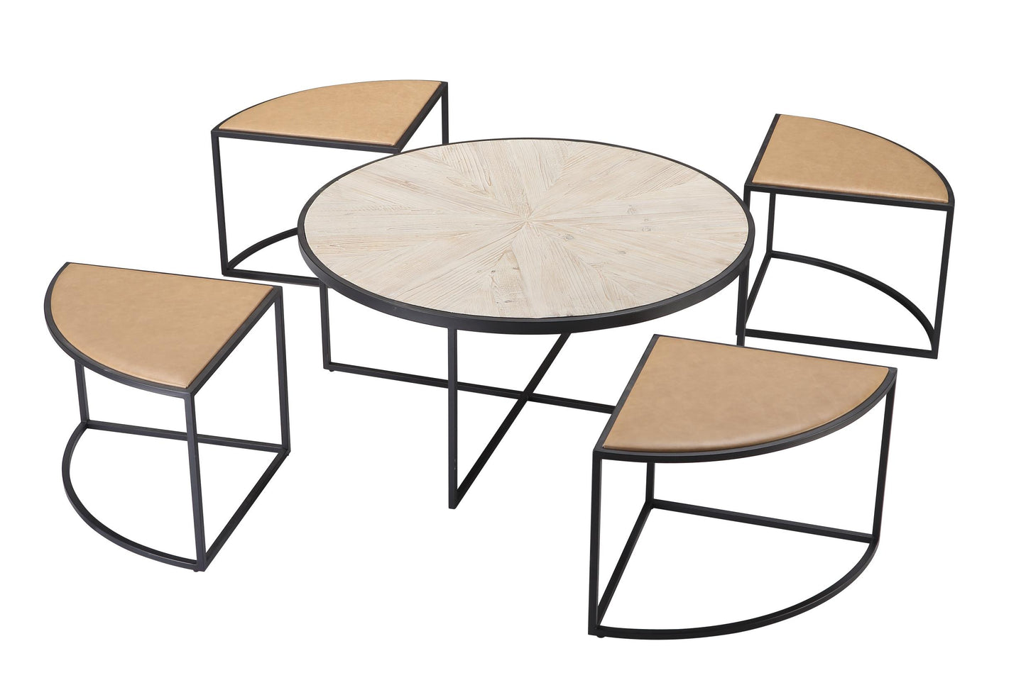 Odessa Coffee Table with Nesting Stools